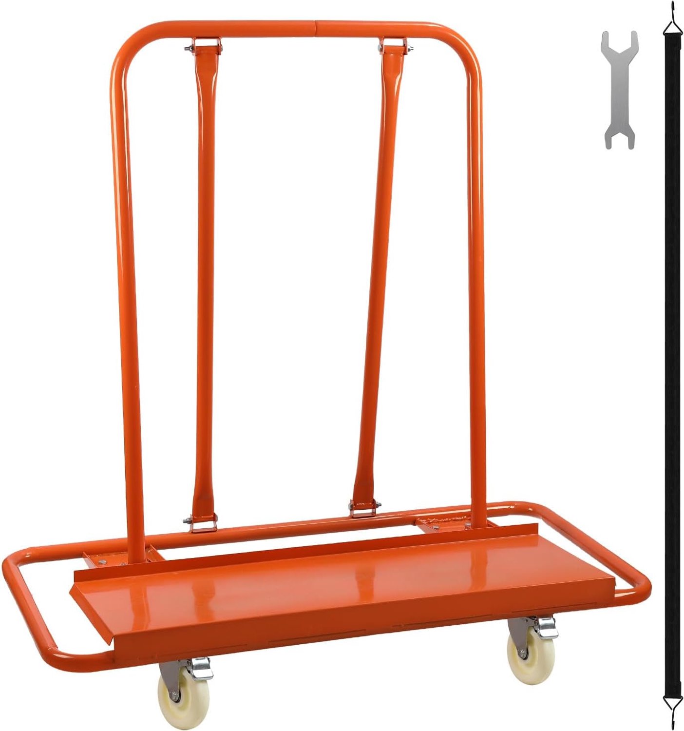 Plaatwagen van Q235-staal, draagkracht tot 1000 kg, plaattransporteur met universele wielen, transporthulp plaatroller, platformwagen zware lading rolwagen, oranje