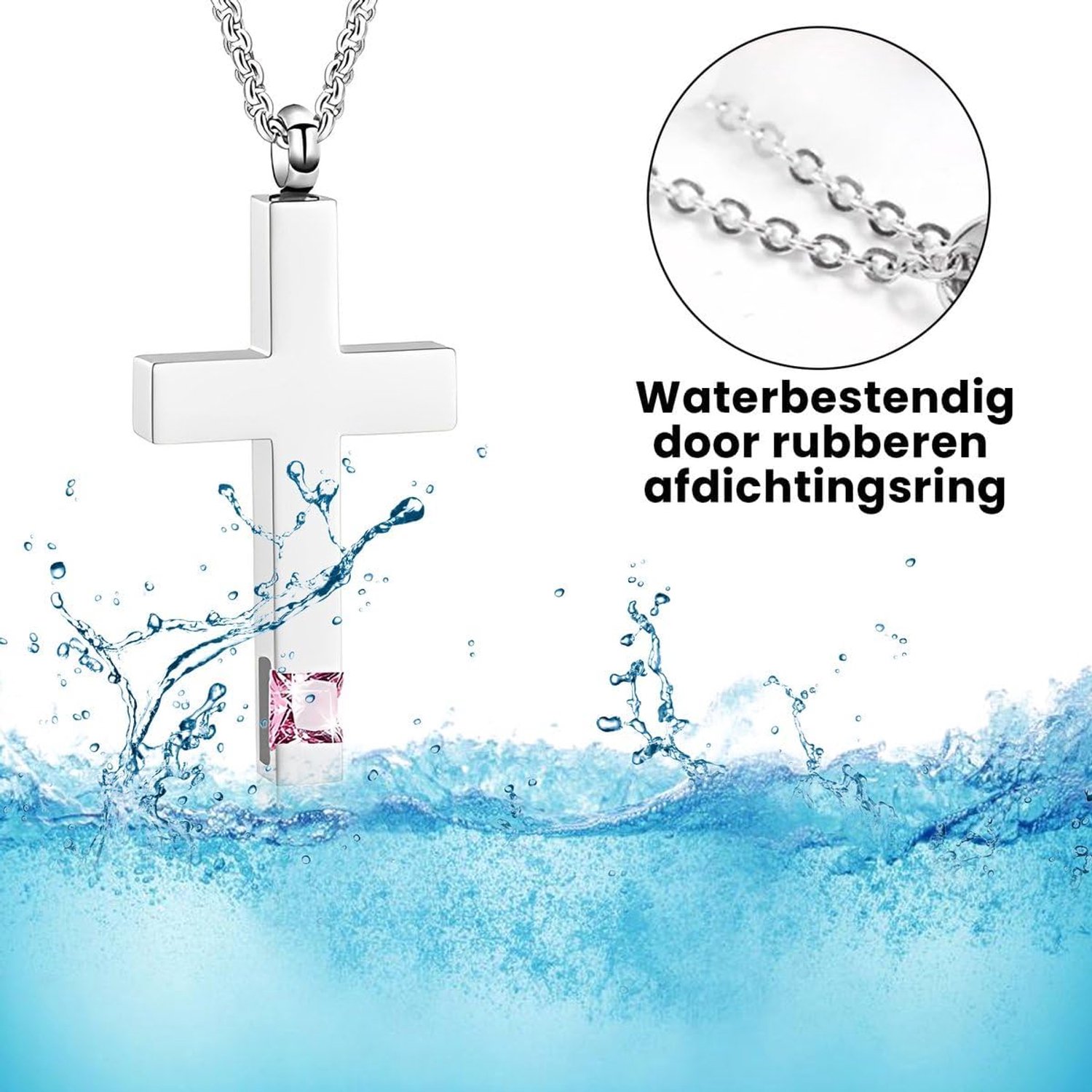 Ashanger Met Ketting Voor As Haren Of Parfum - Hoogwaardig Staal - Inclusief As Vuller En Opbergzakje - Diamond Cross