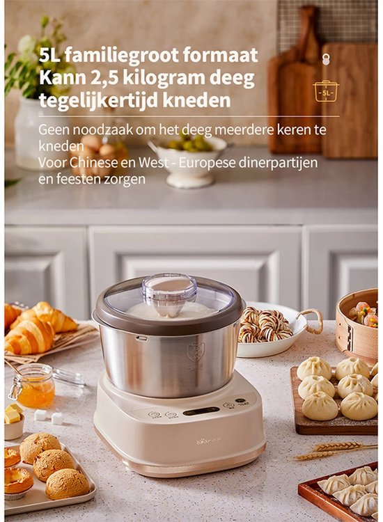 Intelligente Deegmaker 5L - Automatische Deegkneder - Voor Tot 2,5 kg Deeg - Grote Familiecapaciteit - Arbeidsbesparend Kneden — afbeelding 5