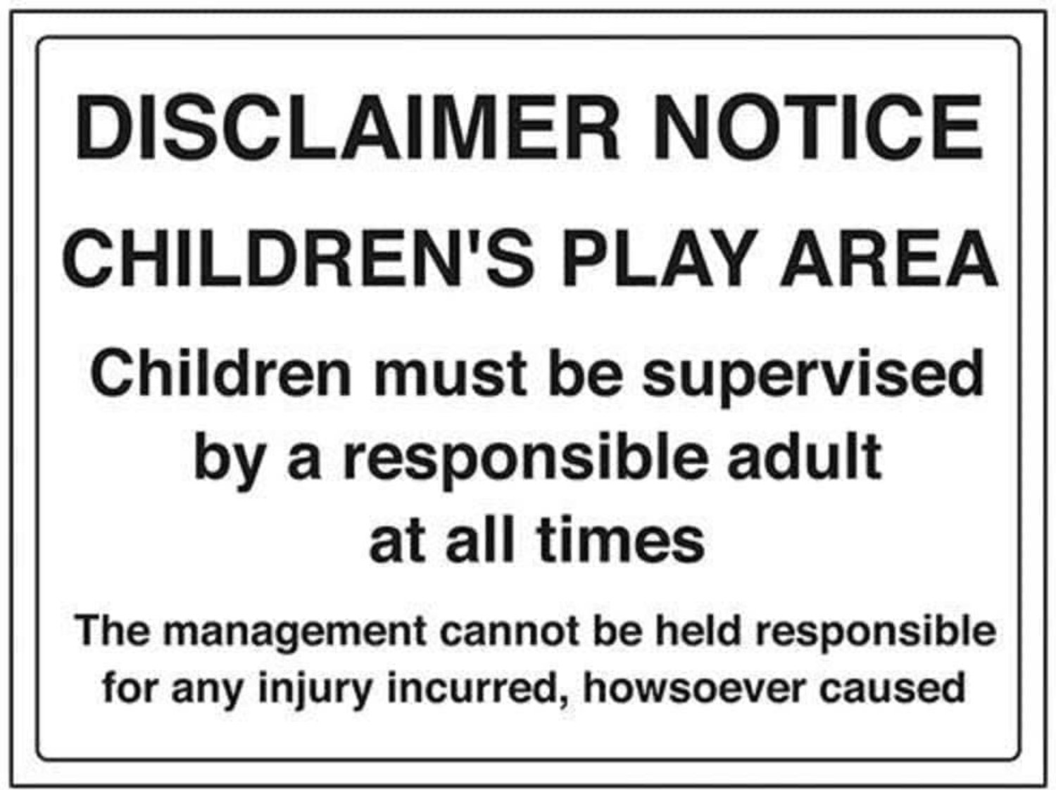 Disclaimer Notice Sign - 400mm x 300mm - 1mm Rigid Plastic