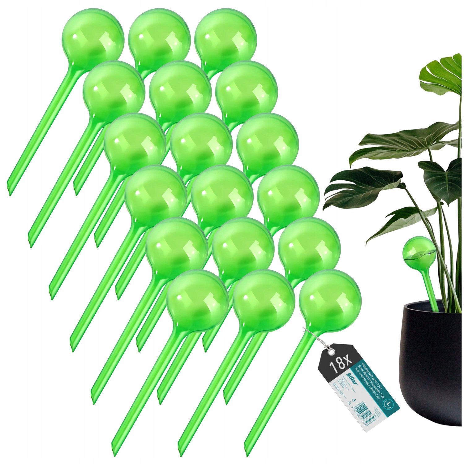 18x Grote Groene Watergeefballen 250ml - Duurzaam en Zelfwaterend