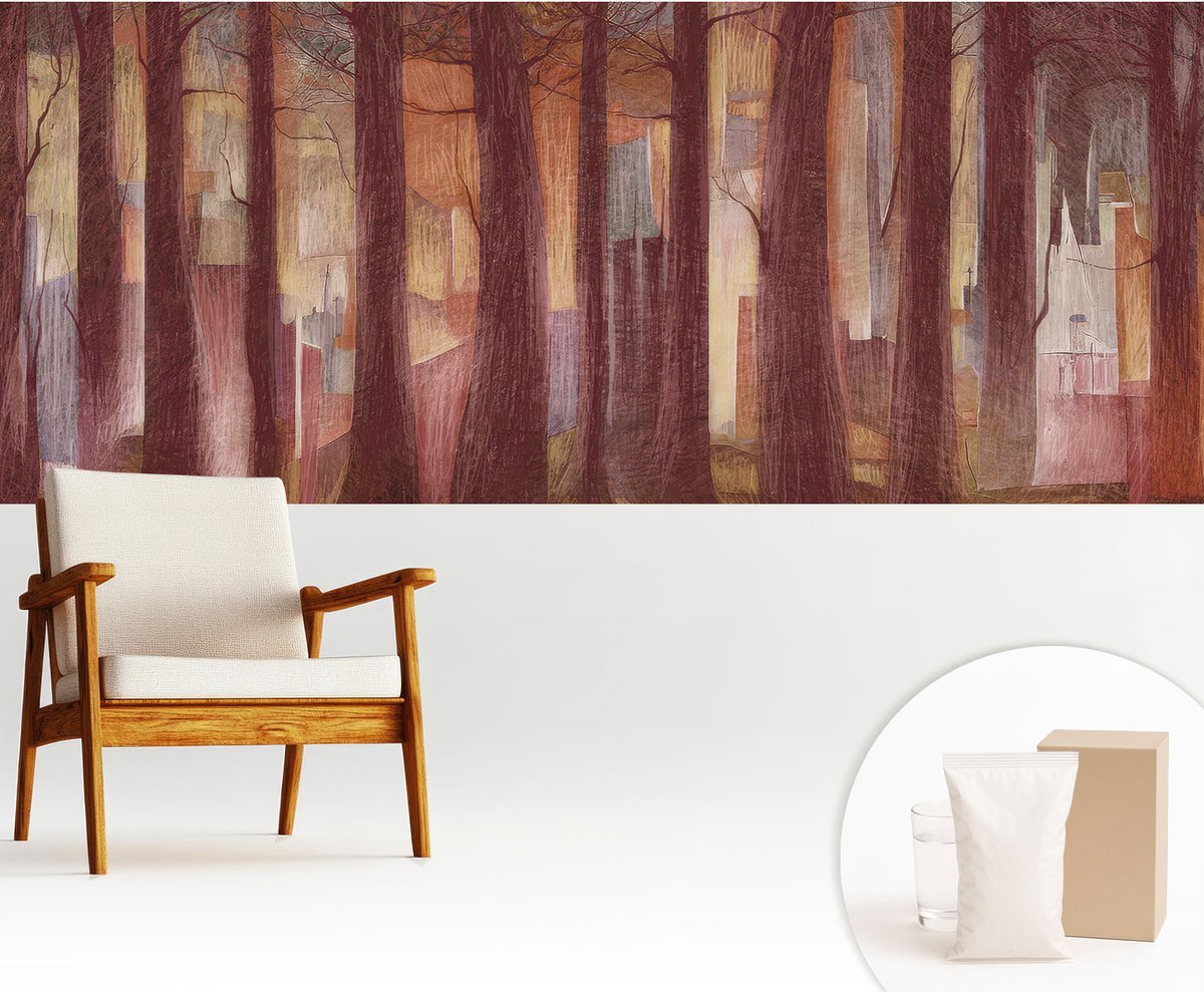 Wallfluent Fotobehang - Bruin Vliesbehang - 250x104 cm - Mysterieus Landschap Fotobehang Vlies - Hal behang Landschappen - Muurschildering - Hal behang