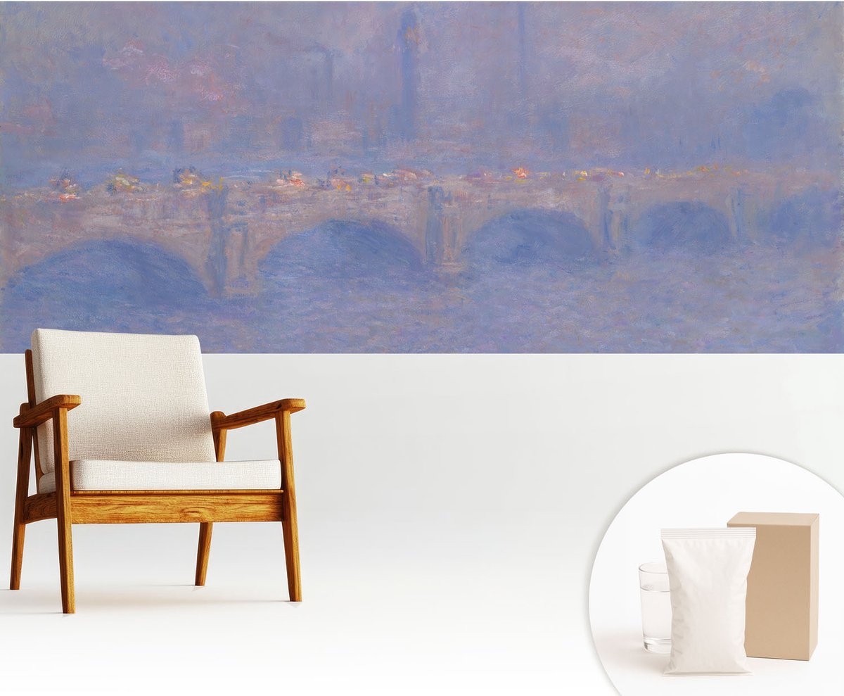 Wallfluent Fotobehang - Blauw Vliesbehang - 250x104 cm - Blauwe Brug Fotobehang Vlies - Hal behang Deel - Muurschildering - Woonkamer behang