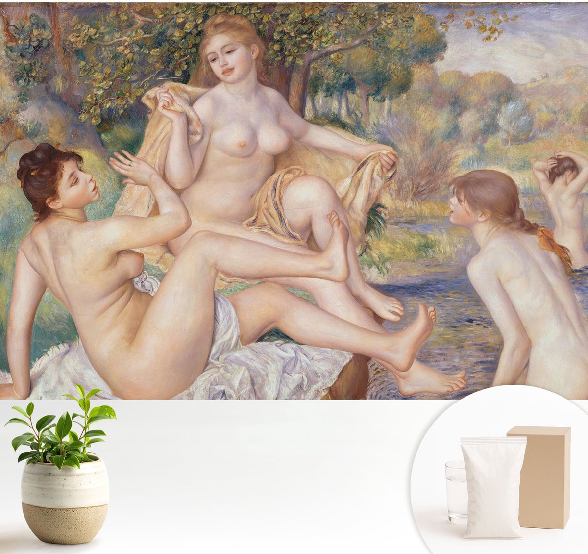 Wallfluent Fotobehang - Beige Vliesbehang - 104x70 cm - Vrouwen Die Rusten Muurschildering - Gang behang Deel - Fotobehang Vlies - Gang behang