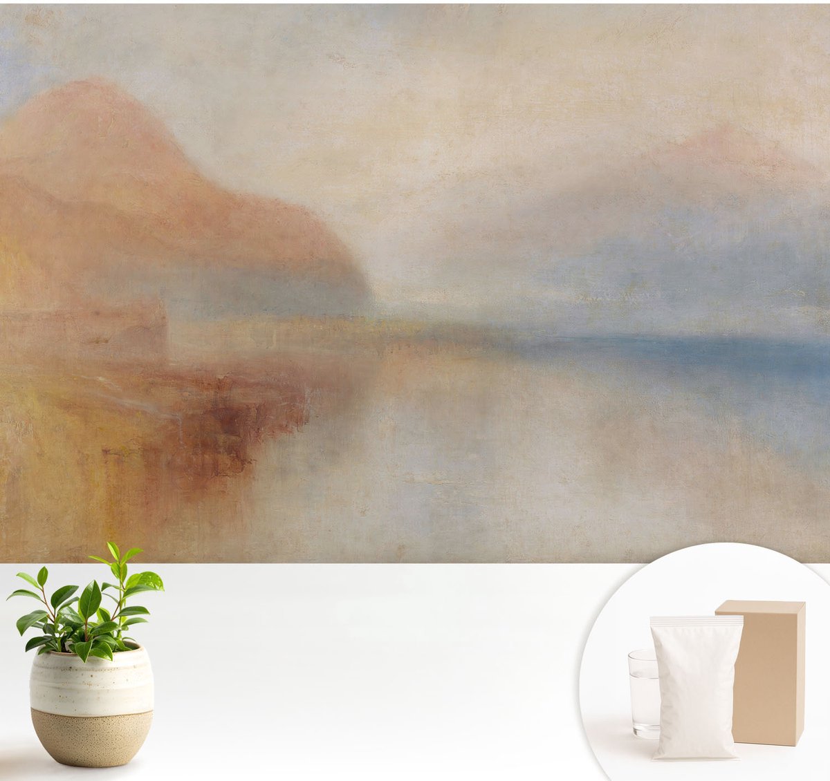 Wallfluent Fotobehang - Romig Vliesbehang - 104x70 cm - Etherisch Landschap Muurschildering - Slaapkamer behang Landschappen - Fotobehang Vlies - Gang behang