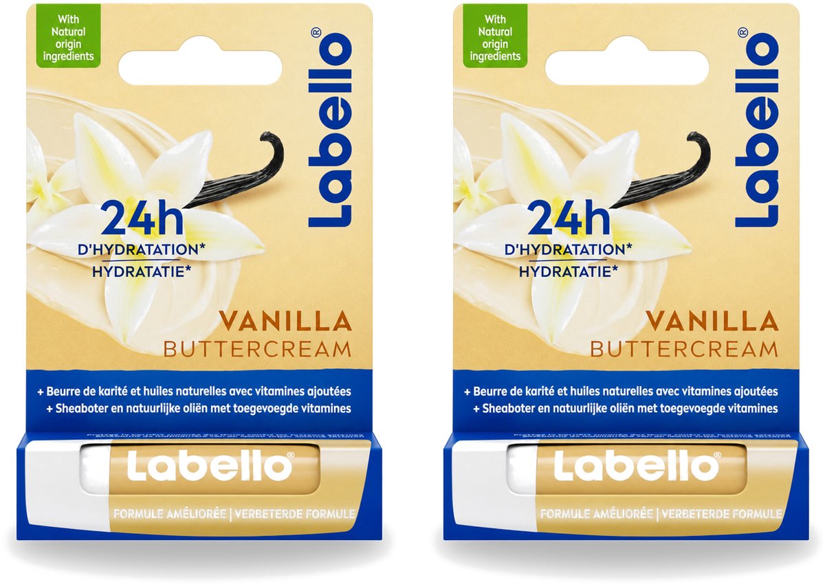 2 x Labello - Vanilla Buttercream - Lippenbalsem - Verzorgend & Verzachtend - 4.8 g - Voordeelverpakking - 2 stuks