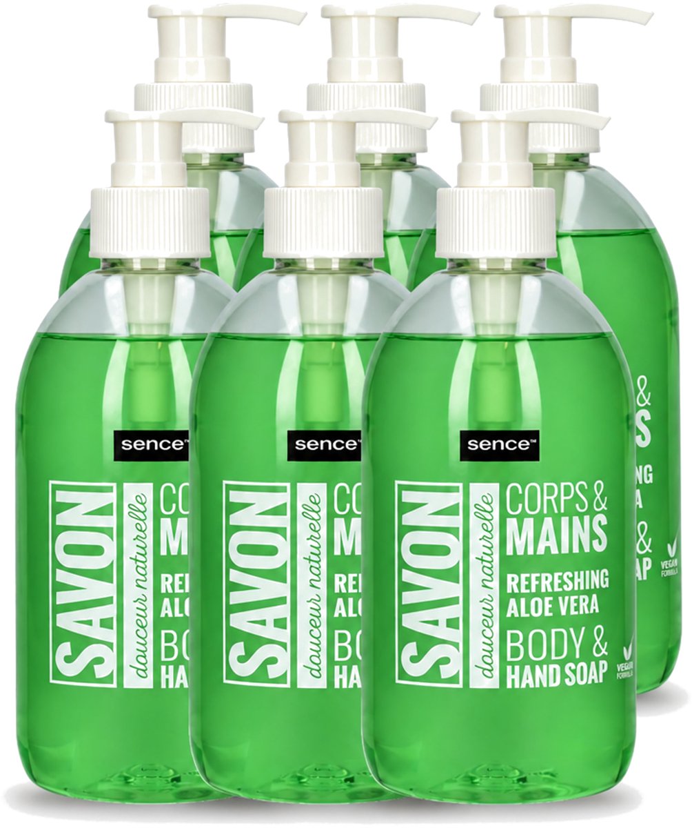 6 x Sence - Refreshing Aloe Vera - Handzeep - Savon - 500 ml - Voordeelverpakking - 6 stuks