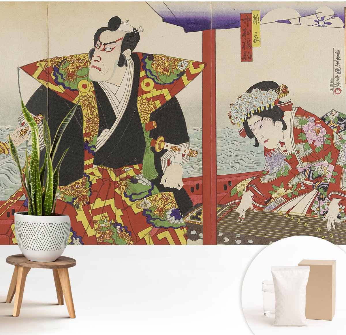 Wallfluent Fotobehang - Rood Vliesbehang - 208x146 cm - Japans Theater Muurschildering - Slaapkamer behang Deel - Fotobehang Vlies - Gang behang