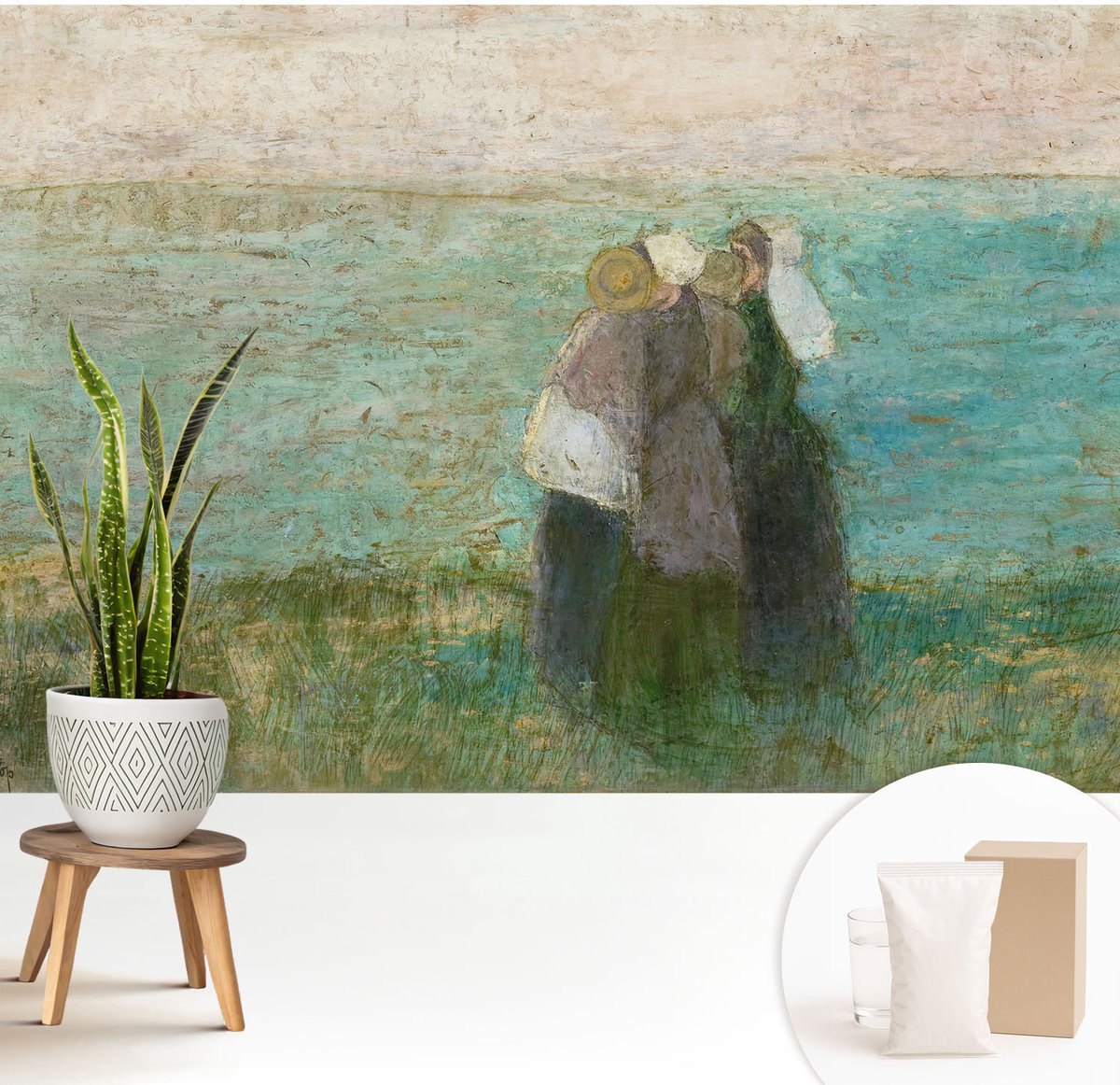 Wallfluent Fotobehang - Groente Vliesbehang - 208x146 cm - Weerspiegeling Aan Zee Muurschildering - Gang behang Deel - Fotobehang Vlies - Slaapkamer behang