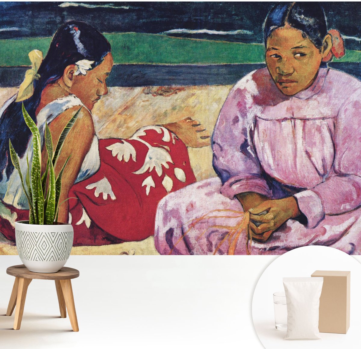 Wallfluent Fotobehang - Rood Vliesbehang - 208x146 cm - Strandscène Fotobehang Vlies - Woonkamer behang Mensen - Muurschildering - Woonkamer behang