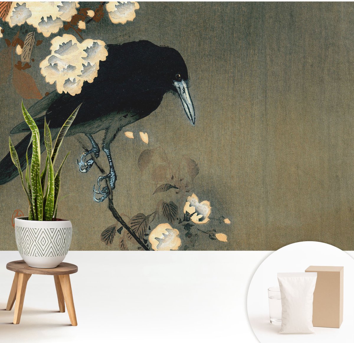 Wallfluent Fotobehang - Grijs Vliesbehang - 208x146 cm - Exotische Natuur Muurschildering - Slaapkamer behang Dieren - Fotobehang Vlies - Gang behang