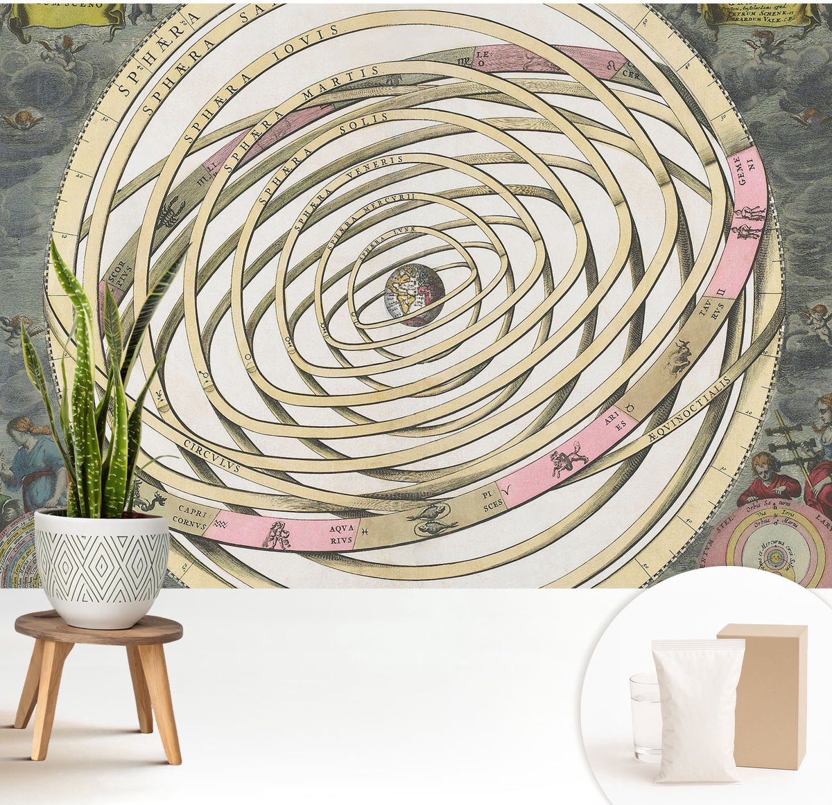 Wallfluent Fotobehang - Beige Vliesbehang - 208x146 cm - Kosmische Spiraal Muurschildering - Gang behang Kosmos - Fotobehang Vlies - Gang behang