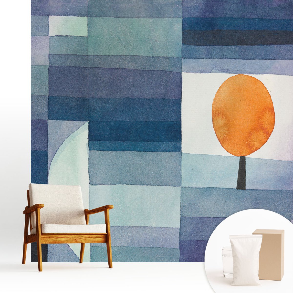 Wallfluent Fotobehang - Zwart Vliesbehang - 250x250 cm - Abstracte Boom Fotobehang Vlies - Hal behang Abstractie - Muurschildering - Woonkamer behang
