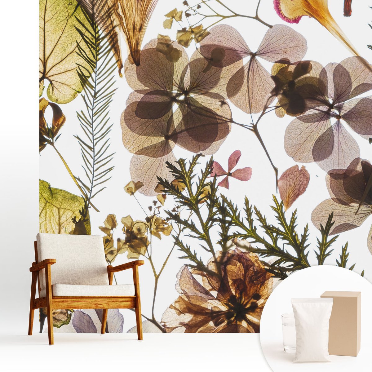 Wallfluent Fotobehang - Groente Vliesbehang - 250x250 cm - Natuurlijke Samenstelling Muurschildering - Slaapkamer behang Bloemen En Planten - Fotobehang Vlies - Gang behang