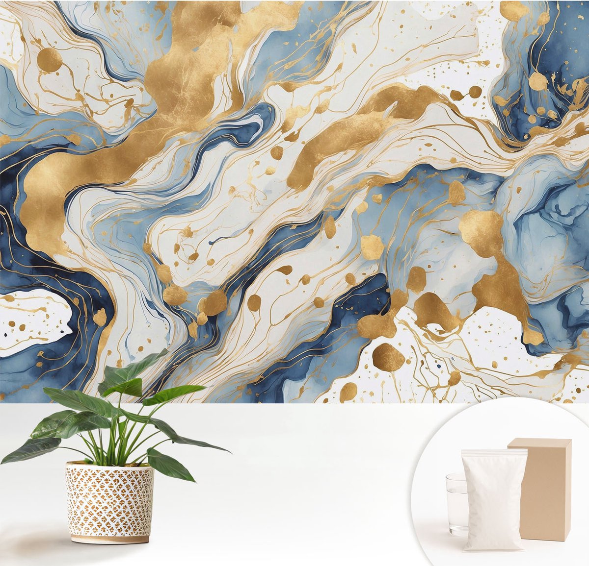 Wallfluent Fotobehang - Wit Vliesbehang - 152x104 cm - Abstracte Elegantie Fotobehang Vlies - Hal behang Abstractie - Muurschildering - Woonkamer behang