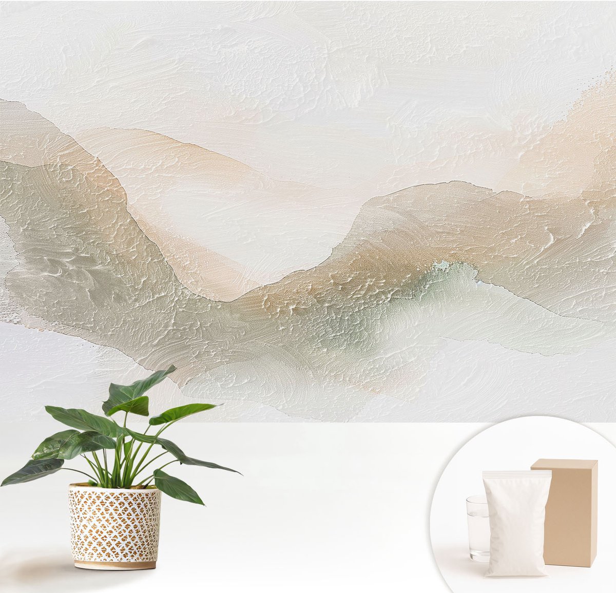 Wallfluent Fotobehang - Wit Vliesbehang - 152x104 cm - Subtiele Strepen Muurschildering - Slaapkamer behang Abstractie - Fotobehang Vlies - Gang behang