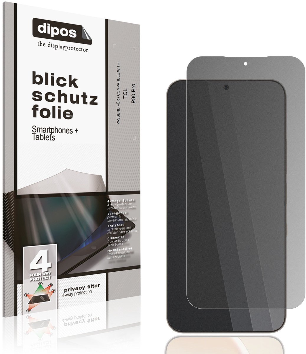 dipos – Matte Privacy Screenprotector geschikt voor TCL P80 Pro | Anti-Spy Beschermfolie