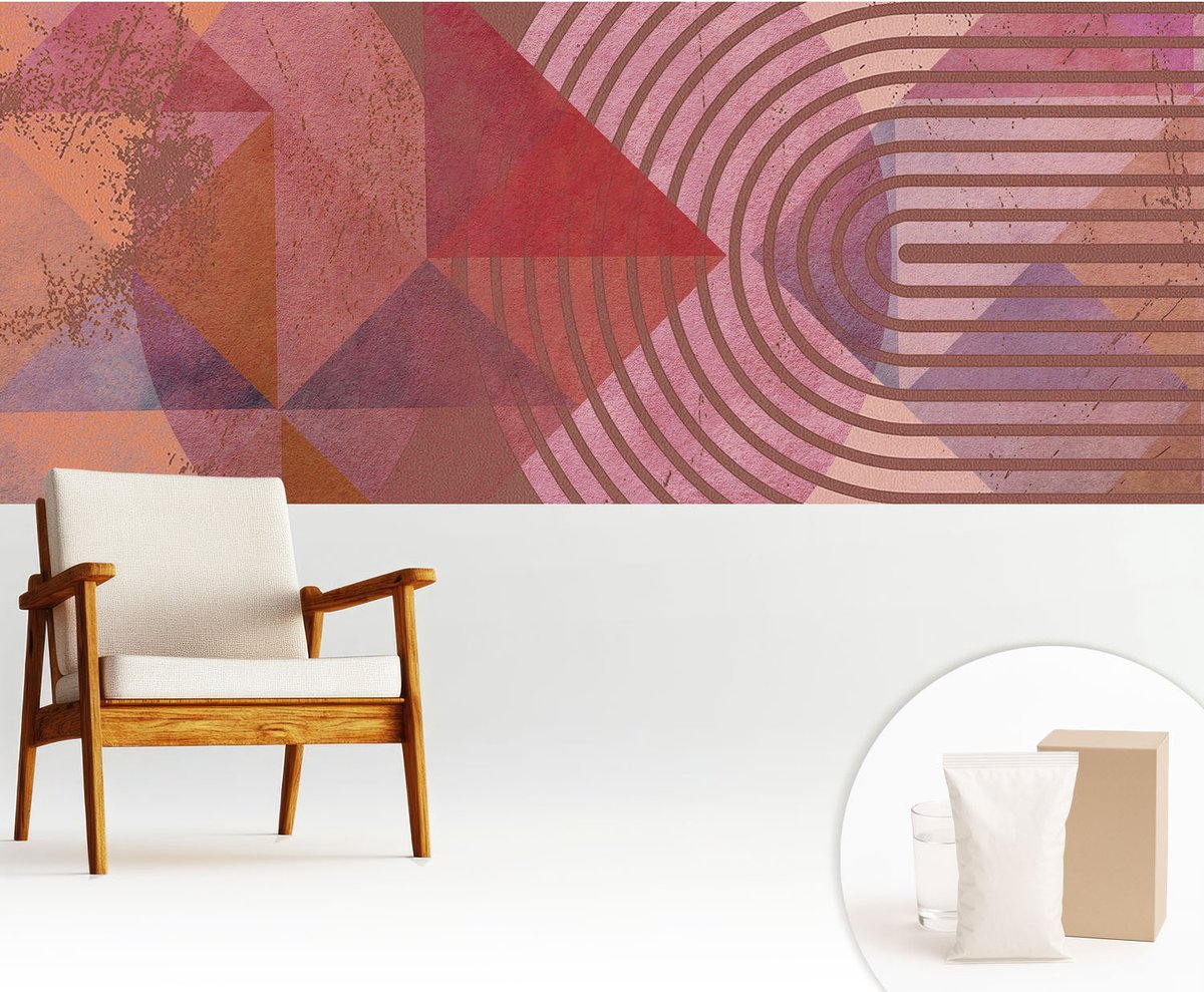 Wallfluent Fotobehang - Bruin Vliesbehang - 250x104 cm - Abstracte Vormen Muurschildering - Slaapkamer behang Abstractie - Fotobehang Vlies - Gang behang