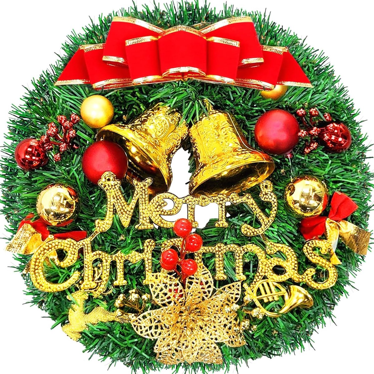 Kerstkrans - kerstkrans voor huisdeur - creatieve kerstkrans - kerstslinger - kransen voor huisdeur - muur, boom, decoratie, kerstfeest, winkelcentra, etalage - 30 cm - Met een bel
