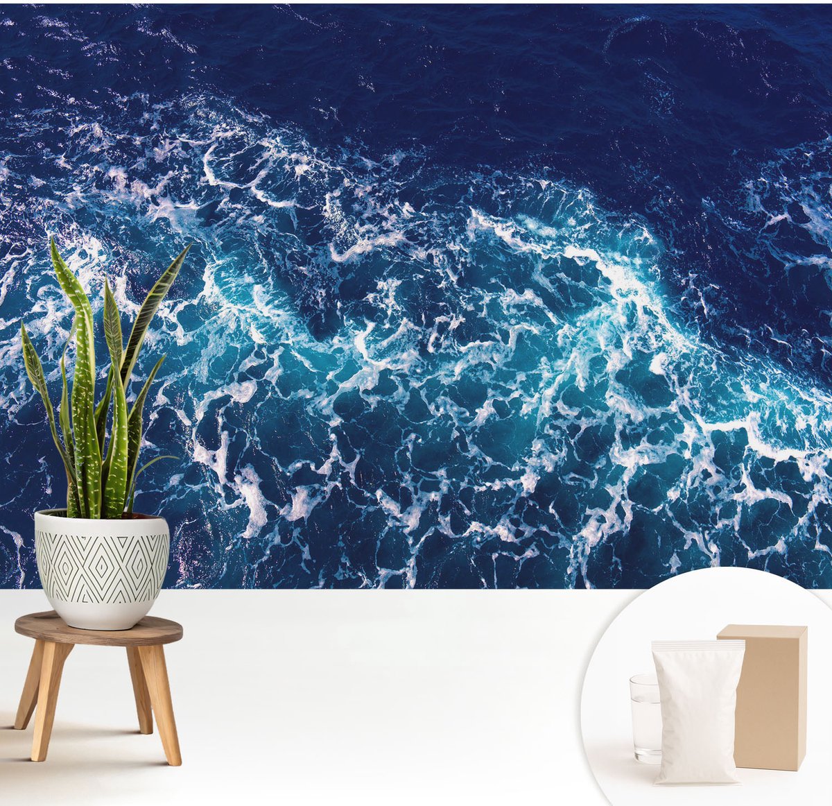 Wallfluent Fotobehang - Marine Vliesbehang - 208x146 cm - Zeegolven Fotobehang Vlies - Hal behang Landschappen - Muurschildering - Hal behang
