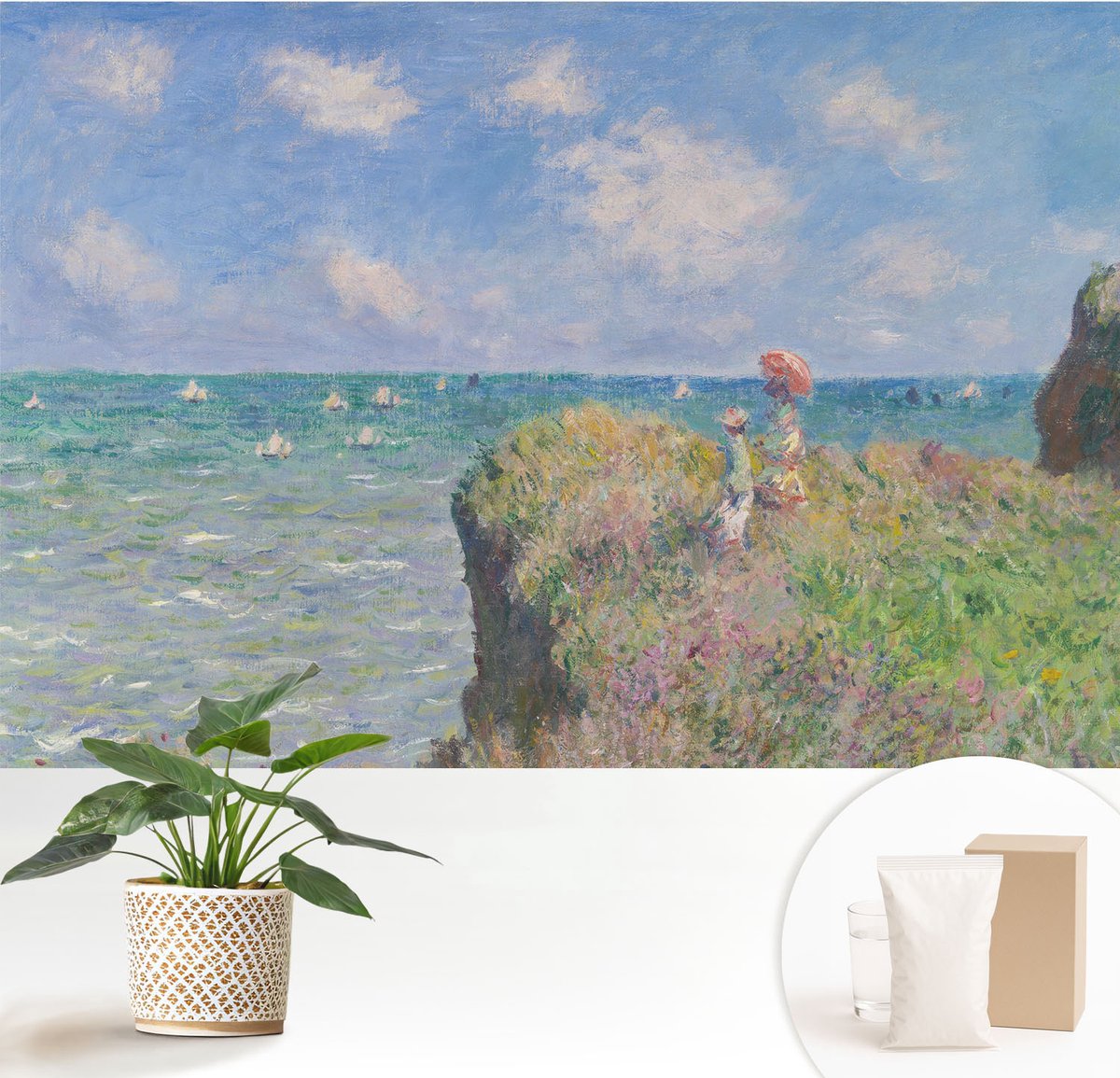 Wallfluent Fotobehang - Blauw Vliesbehang - 152x104 cm - Vreedzaam Landschap Muurschildering - Gang behang Landschappen - Fotobehang Vlies - Slaapkamer behang