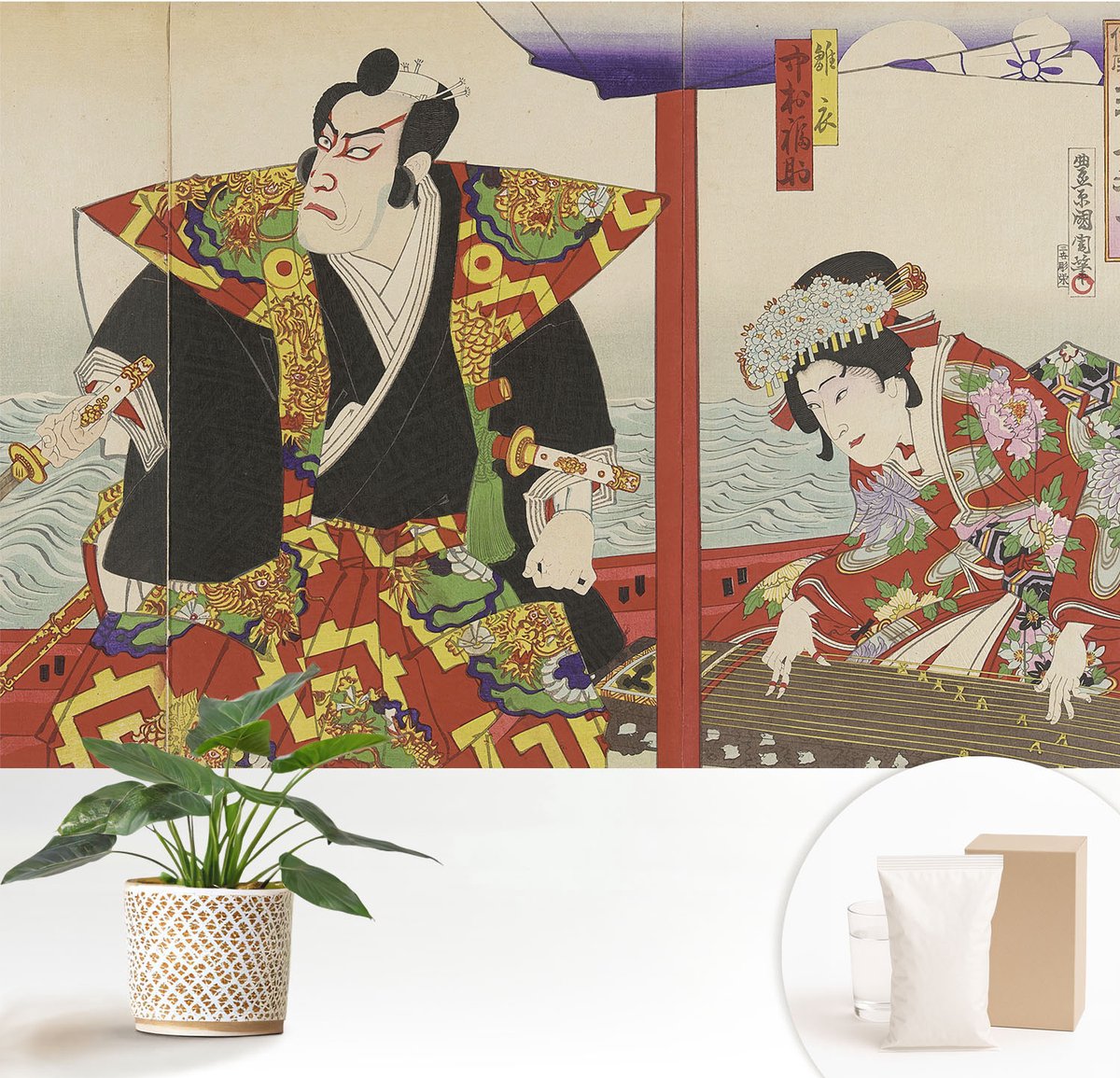 Wallfluent Fotobehang - Rood Vliesbehang - 152x104 cm - Japans Theater Muurschildering - Slaapkamer behang Deel - Fotobehang Vlies - Gang behang