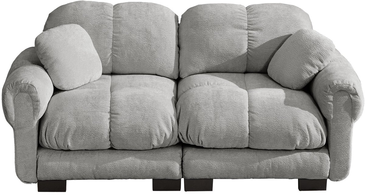 City long dragon LONG DRAGON 2-zits Chenille Bank, fijn stikselontwerp, dikke zitkussens, ergonomische rugleuning, modulair, eenvoudig te monteren voor woonkamer, lichtgrijs
