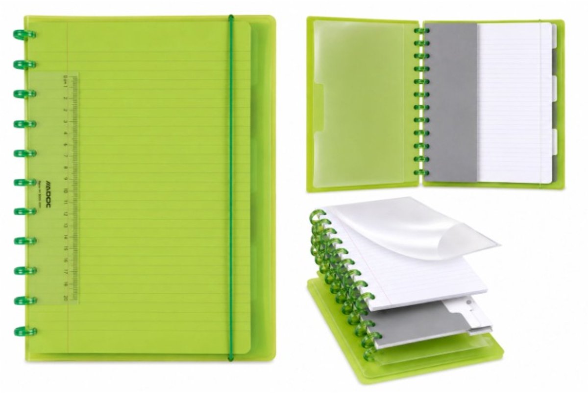 Aurora Adoc Collegeblok - Schrift - Colorlines - A4 - Groen - Gelijnd - 1 stuk