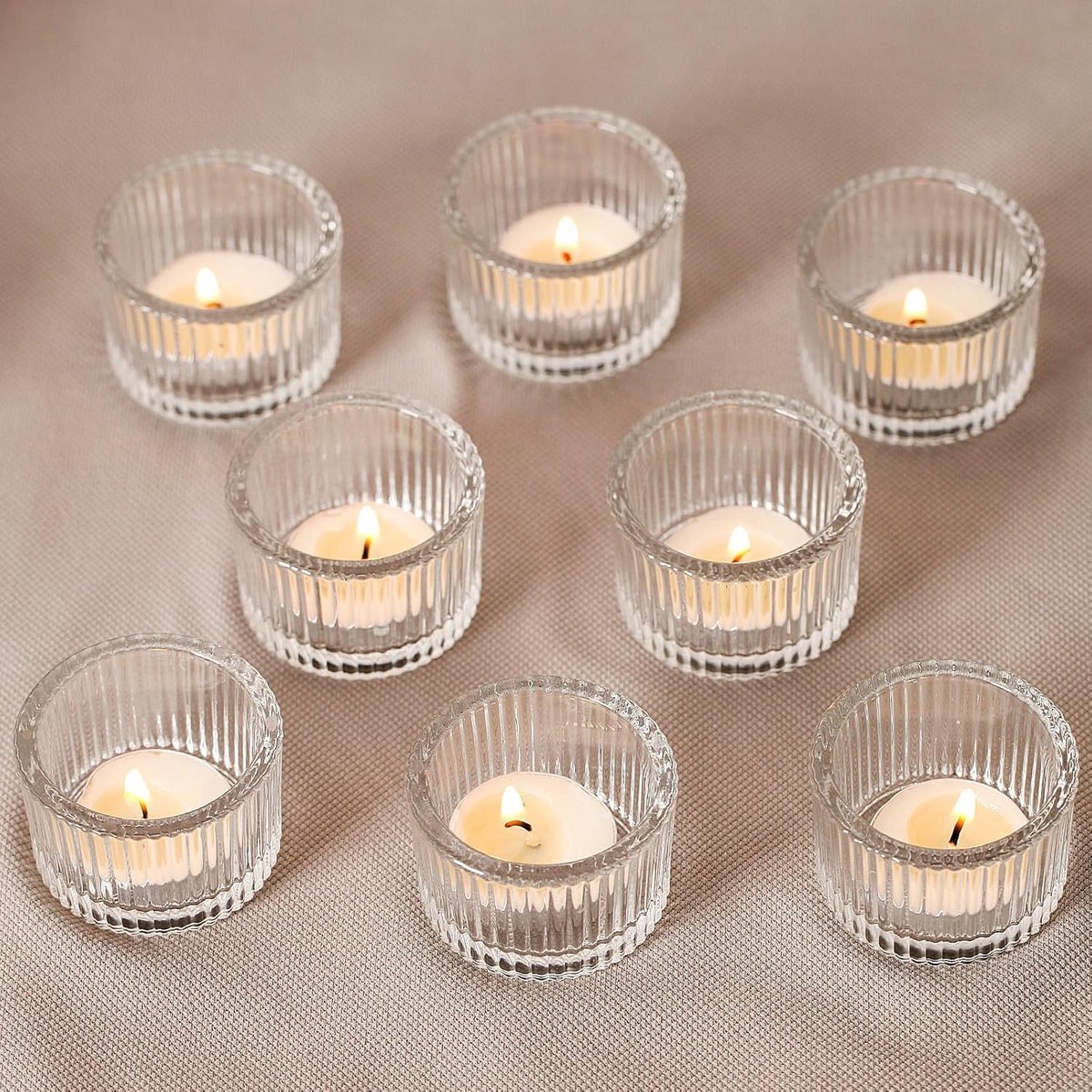 Theelichthouders, theelichtglazen van helder glas, 5 cm x 3,5 cm theelichtjes, kaarsenglazen, kleine glazen voor bruiloft, verjaardagsfeest, windlichten, tafeldecoratie