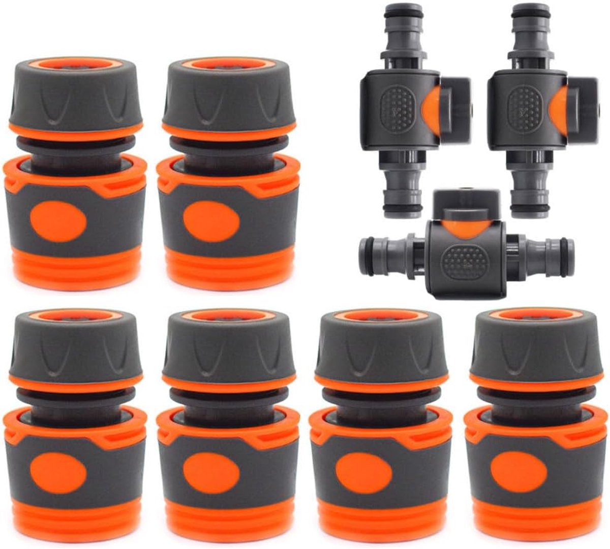 9 stuks tuinslangaansluitset slangkoppeling 1/4 inch, slangconnector met regelventiel, tuinslang snelkoppeling, voor autowassen en slangverbinding