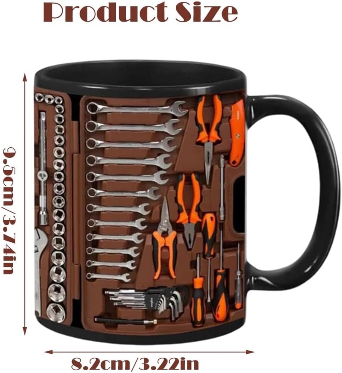 350 ml Mechanicus gereedschapskist mok, Mechanicus gereedschap koffiemok, gereedschapsbeker, Mechanicus gereedschapsmok met hendel voor ingenieurs, mannen, hem, papa (A)