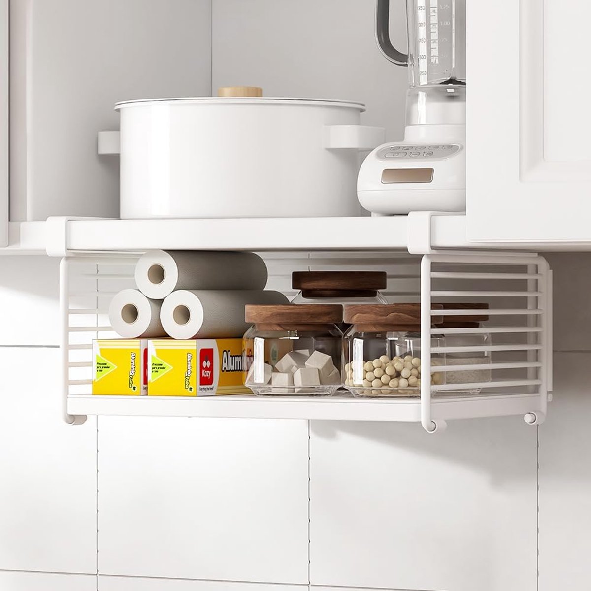 Opbergmand, Afneembare en Opvouwbare Kastmand van Metaal voor Keuken, Wasruimte, Schoenenbank en Kast (B: 31 cm / 12,2 inch)