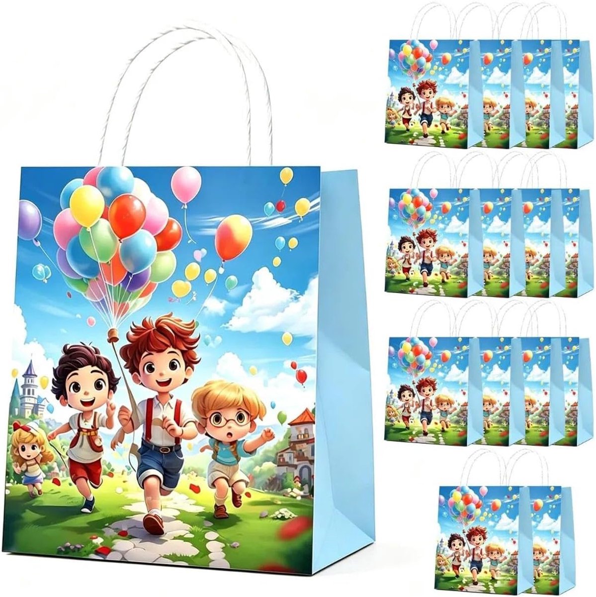15 stuks kleurrijke ballon cadeauzakken met handvat, schattige verjaardag papieren zakken, snoepzakken voor feestcadeautjes, gastgeschenken, partijen en feesten