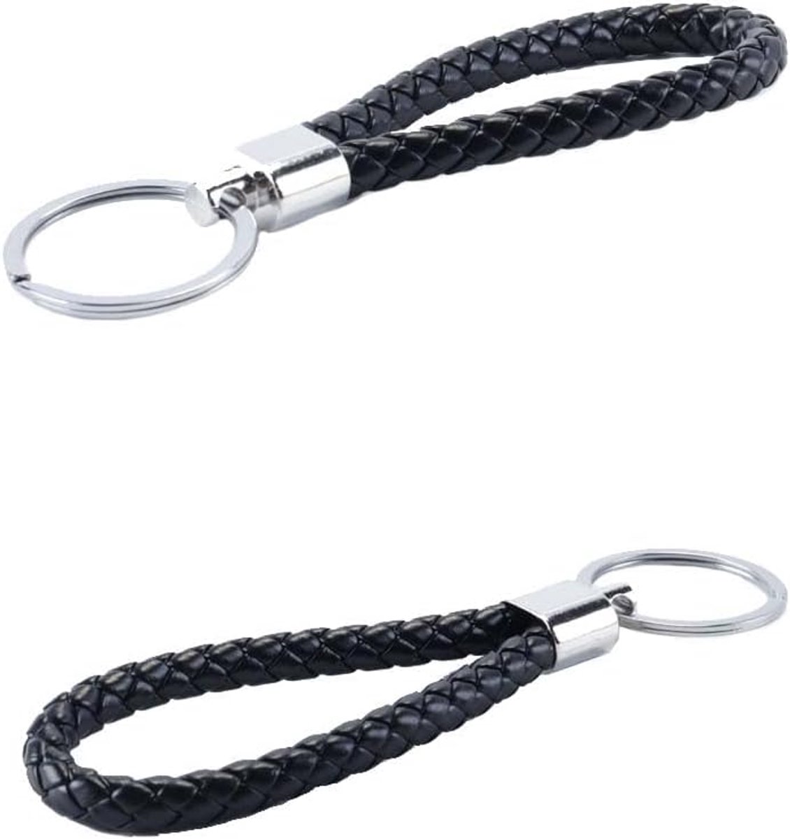 Sleutelhanger met gevlochten PU leer - Handgemaakt met riem - Perfect voor koppels - ShopVlot