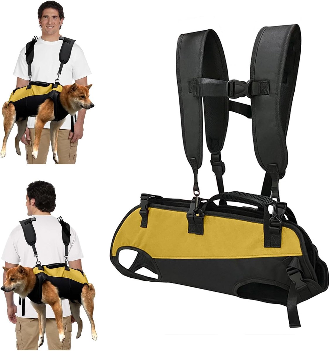 SnelShoppen - Hondenrugzak voor Kleine en Grote Honden, Verstelbaar Harnasje met Handgreep, Ondersteuning voor Gewonde Oudere Honden van 7.5 tot 15 kg