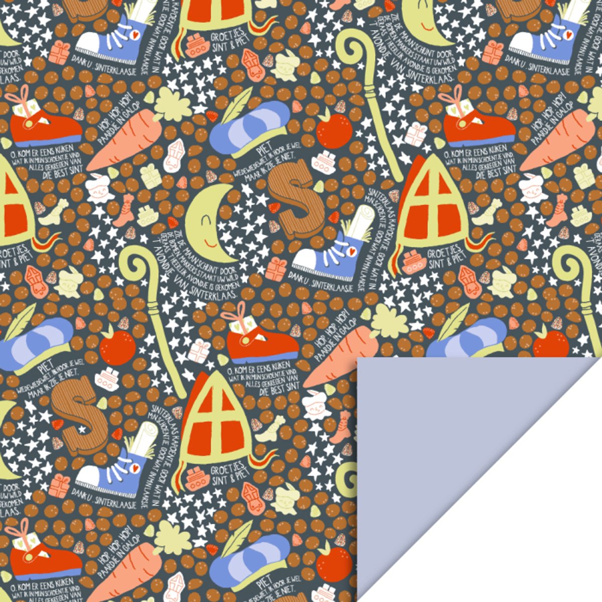 Het Inpakhuis - Cadeaupapier - Inpakpapier - Kadopapier - Sinterklaas - Pakjesavond - Feest - Ice Blue - 70cm x 3mtr