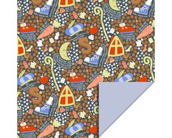 Product afbeelding van Het Inpakhuis - Cadeaupapier - Inpakpapier - Kadopapier - Sinterklaas - Pakjesavond - Feest - Ice Blue - 70cm x 3mtr