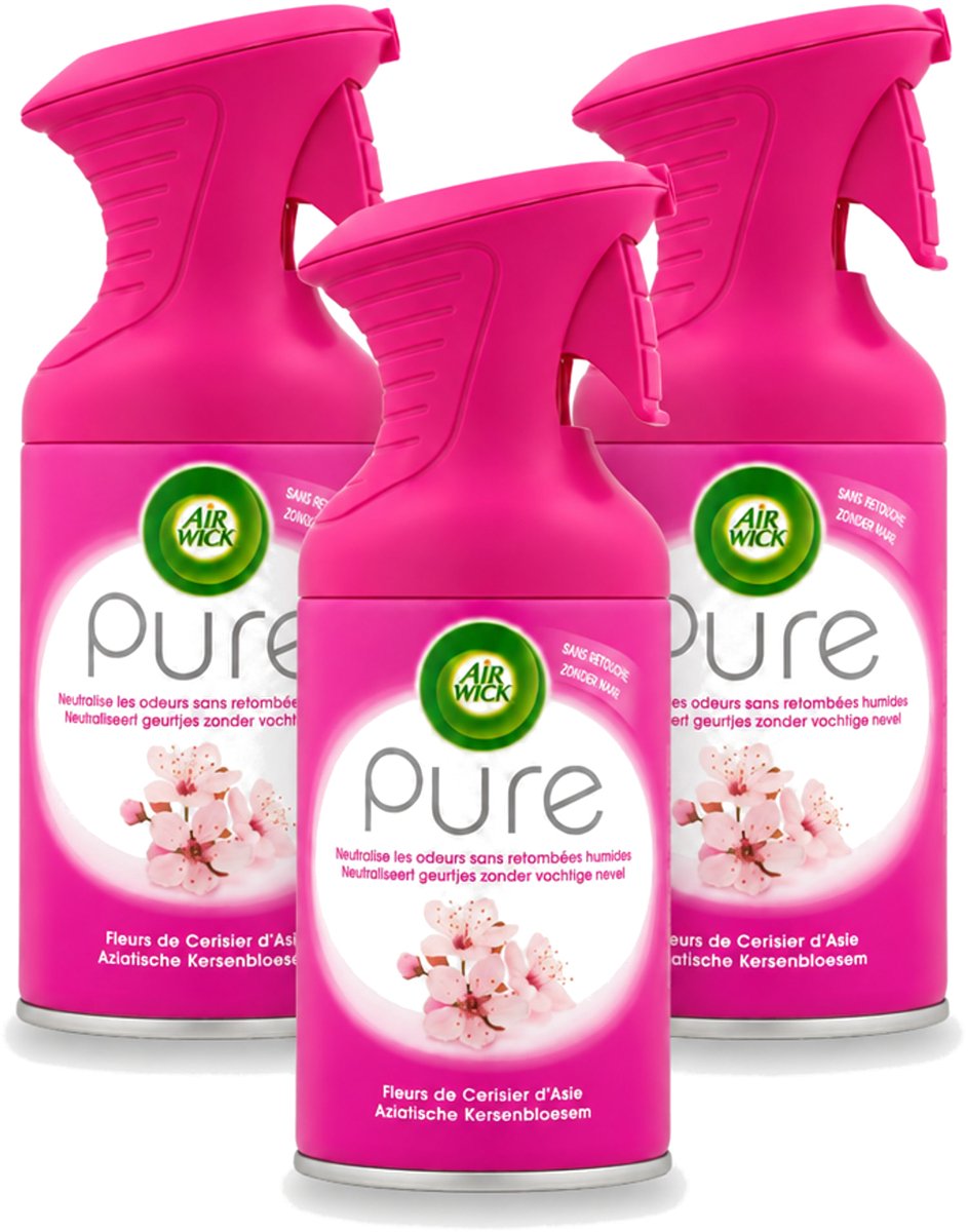 3 x Air Wick - Luchtverfrisser Spray - Aziatische Kersenbloesem - 250ml - Bulkverpakking - 3 stuks