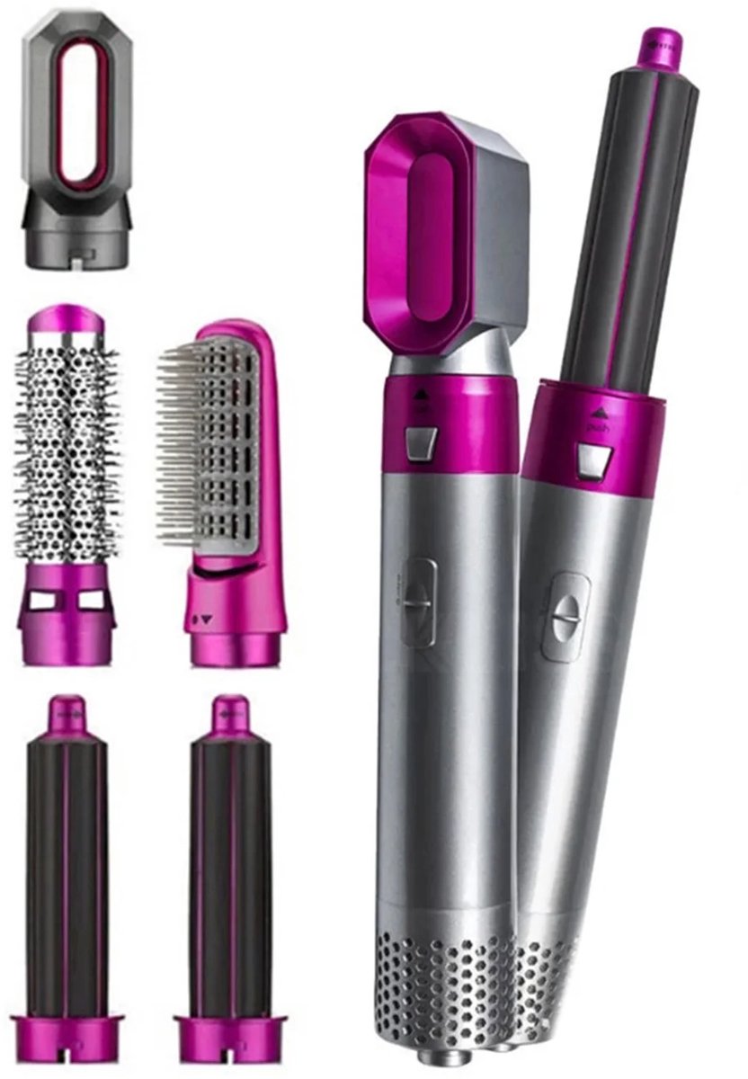 Fohnborstel 5-in-1 Airstyler - Multistyler en Krulborstel - Ionisch - 3 Temperatuurstanden - voor Dun tot Dik Haar