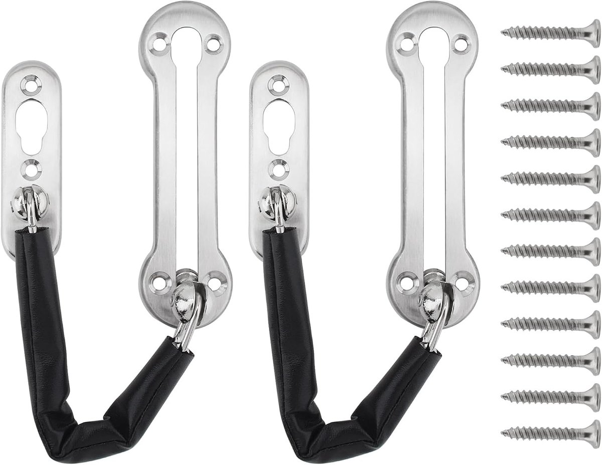 SnelShoppen - Chain Door Lock Set van 2 Stuks RVS Anti-Diefstal Deurslot voor Thuis, Hotel en Appartement - Veiligheid, Privacy, Verbeterde Ketting