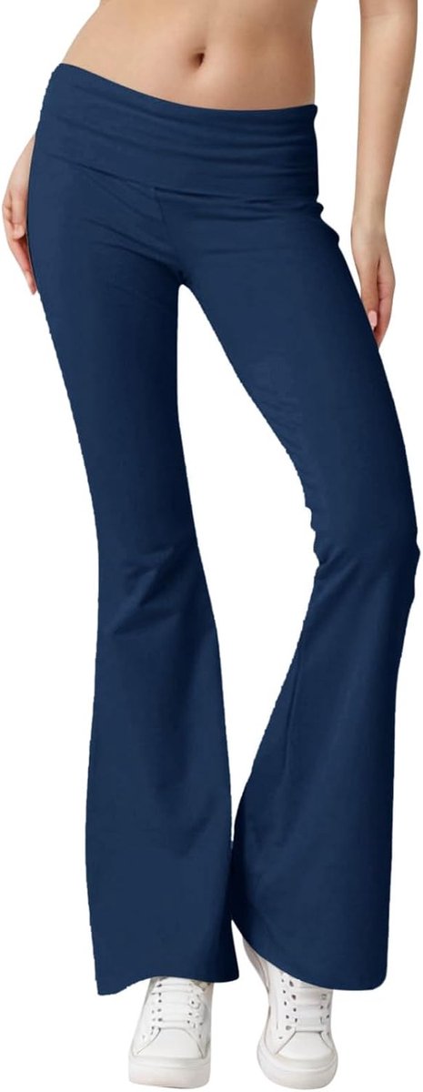 Yoga legging, wijd uitlopend, grijs, stretch, buikband