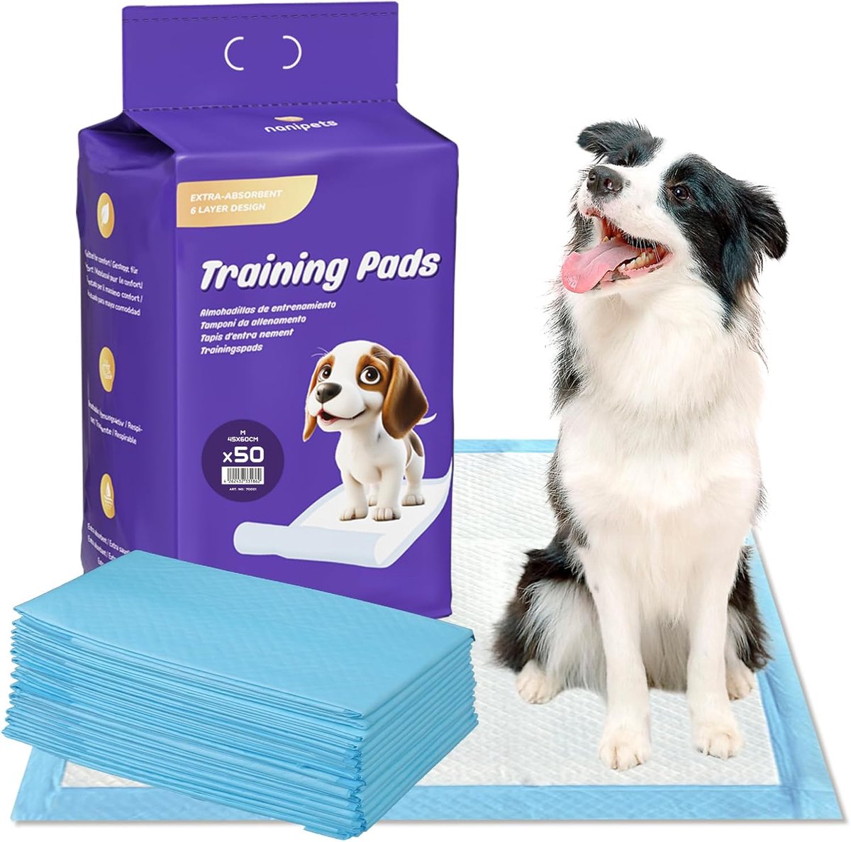 SnelShoppen - Puppy Pads Trainingspads Voor Honden, Superabsorberende Lekvrije Potjespads 45x60 CM Extra Grote Dikkere Huisdier Pads 50 Stuks