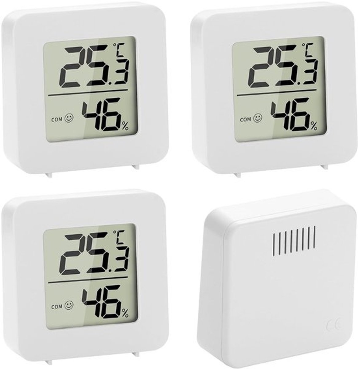 Set of 4 digitale thermometers en hygrometers - Met lcd-display - Nauwkeurige temperatuur- en vochtigheidsmeter - ShopVlot