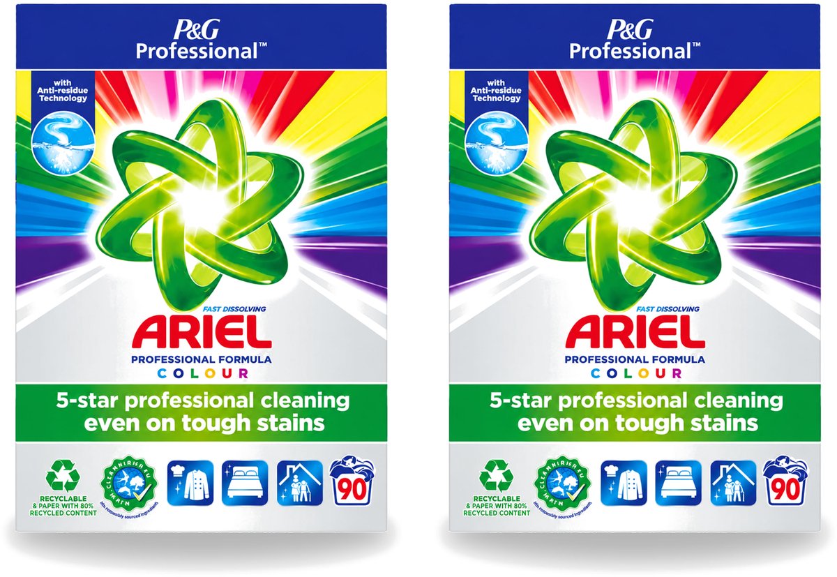 2 x Ariel Professional - Waspoeder - Gekleurde Was - 90 Wasbeurten - Voordeelverpakking - 2 stuks