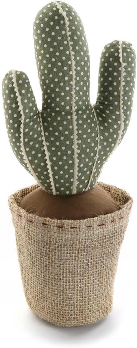SnelShoppen - Decoratieve Deurstopper met Cactus Motief, Houten Deurstopper Groene Kleur, 34x12x12 cm - Ideaal voor Thuis, Keuken, en Tuin