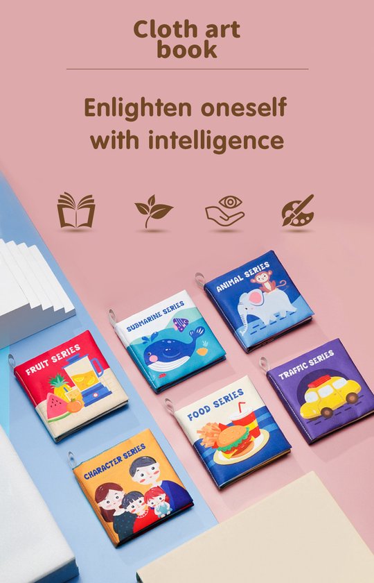 Zacht babyboekje, een tactiel boekje gemaakt van geplooide stof, geschikt voor baby's en peuters, een educatief speeltje en cadeau voor jongens en meisjes, een interactief sensorisch speeltje. — afbeelding 2