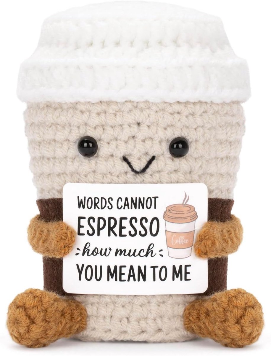 Koffiemok Knuffel - Emotionele Steun & Geluksdecoratie, Cadeau voor Koffieliefhebbers, Niet-eetbaar Ornament voor Volwassenen