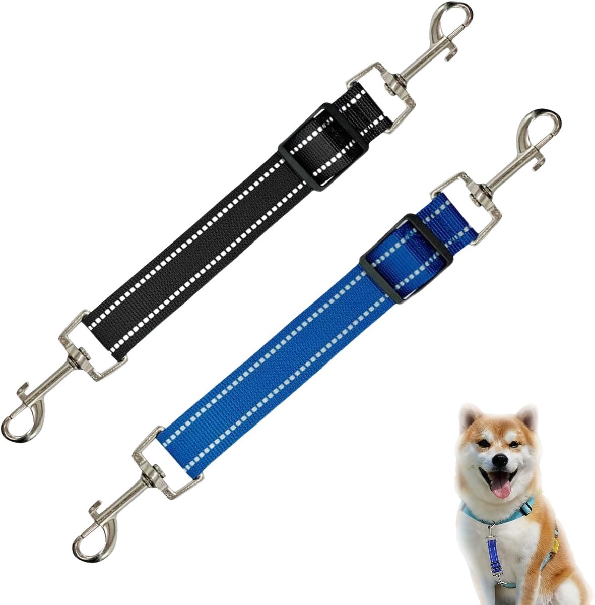2 Stuks Verstelbare Hondenhalsbanden met Reflecterende Veiligheidssluiting – Nylon Puppyhalsbanden met Dubbelzijdige Veiligheidsclip, Geschikt voor Kleine en Middelgrote Honden