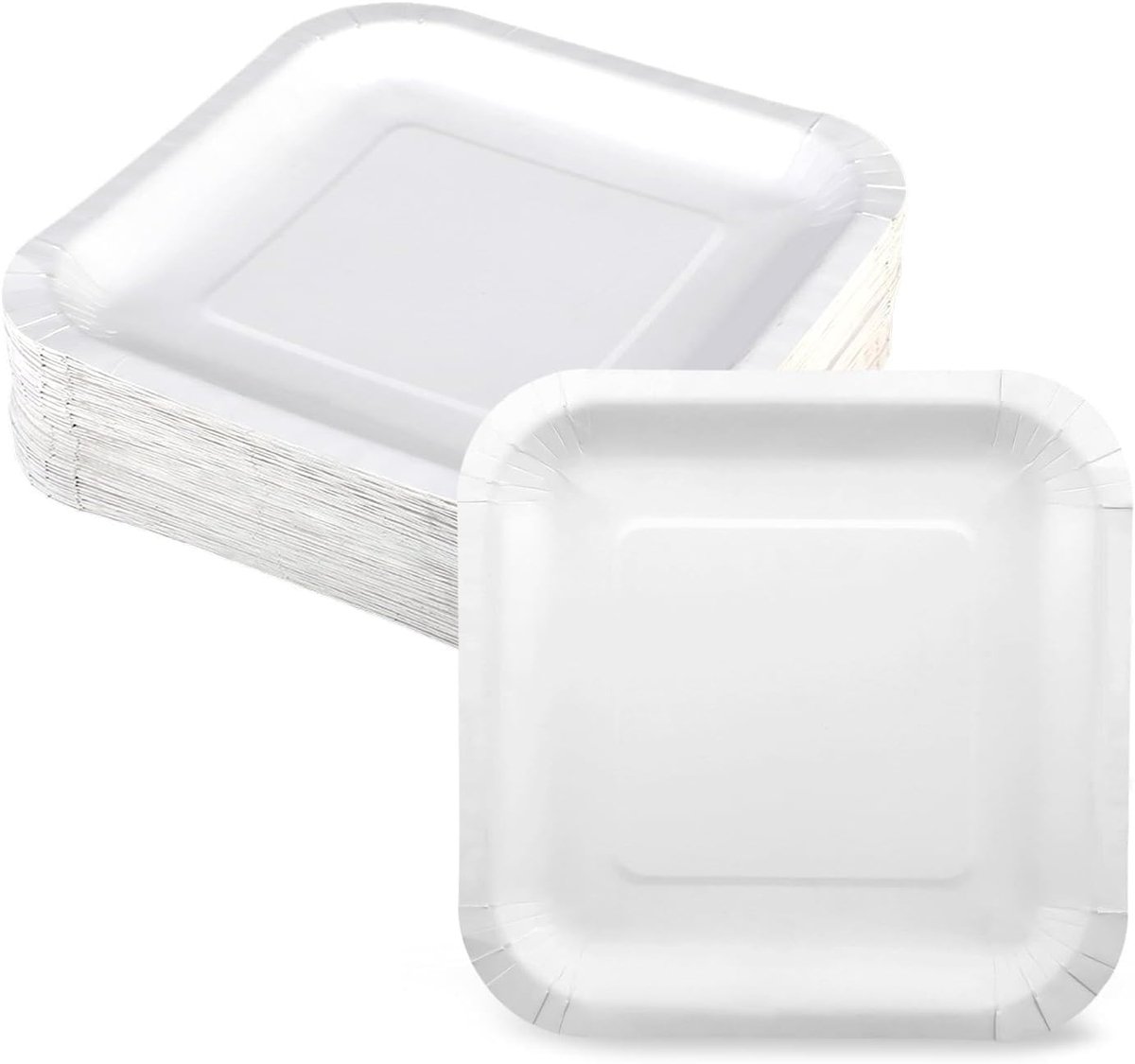 Borden, 100 stuks, wegwerpborden, geschikt voor feestjes, barbecues, bruiloften, picknicks, kinderverjaardagen en andere evenementen, 250 g/m², wit