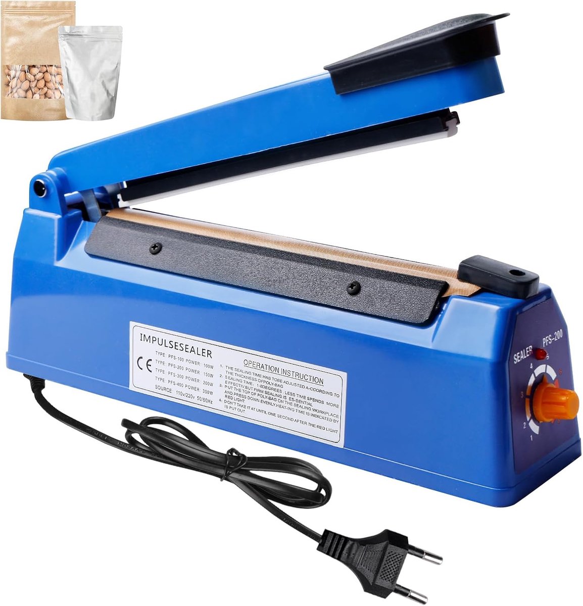 300 mm, folielasapparaat, balkenlasapparaat met 3 mm afdichtingsbreedte, zegelmachine, bag sealer, verzegelingsapparaat, verzegelingsmachine, handbediend inlasapparaat voor